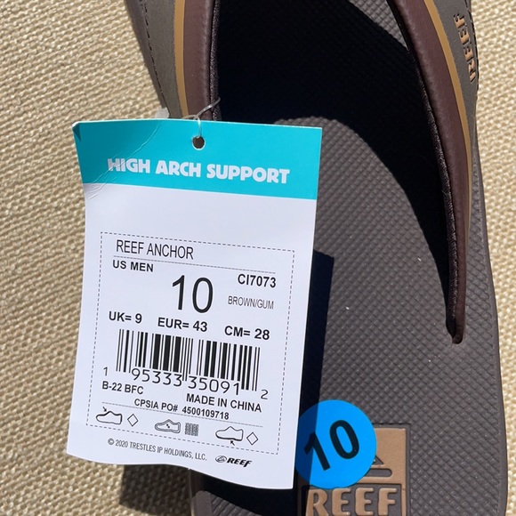 Reef Anchor Brown High Arch Support Men\'s Flip Flops Sandals NWT main image 4